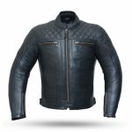 CHAQUETA DE MOTO EN CUERO DEGEND CLASSIC NEGRA CON FORRO Y PROTECCIONES CE.