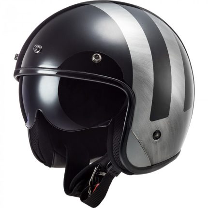 CASCO JET  LS2 -OF601 BOB LINES BLACK JEANS/LÍNEAS JEANS NEGROS