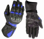 GUANTES DE PIEL  K2 NEGRO AZUL CON PROTECCIONES DE FIBRA DE CARBONO PARA MOTORACING - Imagen 2