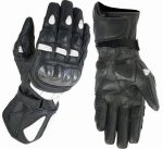 GUANTES DE PIEL  K2 NEGRO BLANCO CON PROTECCIONES DE FIBRA DE CARBONO PARA MOTORACING - Imagen 2