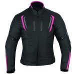 CHAQUETA DE MOTO DERBI FUCSIA PARA CHICAS EN POLIESTER IMPERMEABLE, TÉRMICO CON PROTECCIONES C.E.