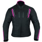 CHAQUETA DE MOTO DERBI FUCSIA PARA CHICAS EN POLIESTER IMPERMEABLE, TÉRMICO CON PROTECCIONES C.E.
