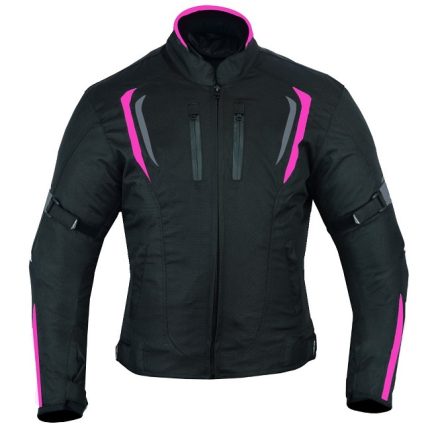 CHAQUETA DE MOTO DERBI FUCSIA PARA CHICAS EN POLIESTER IMPERMEABLE, TÉRMICO CON PROTECCIONES C.E.