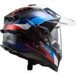 CASCO DE MOTO TRAIL LS2 -MX701 C EXPLORER FRONTIER G.BLACK BLUE-ECE 22.06 FIBRA DE CARBONO NEGRO AZUL ROJO - Imagen 2