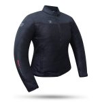 CHAQUETA SMART PARA MUJER NEGRA DEGEND  DE VERANO PERFORADA CON PROTECCIONES C.E.