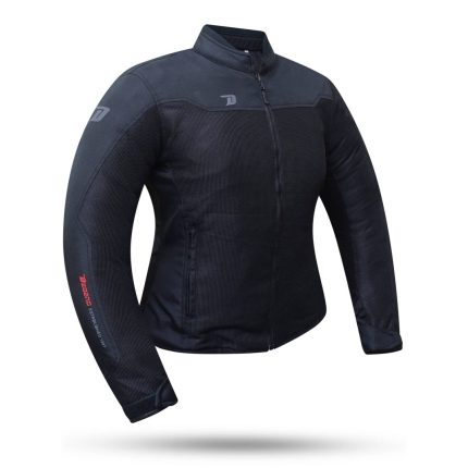 CHAQUETA SMART PARA MUJER NEGRA DEGEND  DE VERANO PERFORADA CON PROTECCIONES C.E.