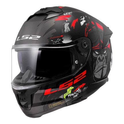 CASCO INTEGRAL DE LS2 -FF808 STREAM II ANGRY MONKEY M.BLACK RED-ECE 22.06/ MONO ENOJADO M.NEGRO ROJO