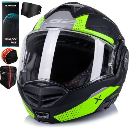 CASCO MODULAR LS2-FF901 ADVANT X OBLIVION M.BLACK H-V-ECE 22.06. NEGRO MATE AMARILLO H-V