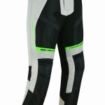 PANTALON DE MOTO PERFORADO DE VERANO UNISEX, PROTECCIONES CE HEFESTO PLATA BLANCO FLUOR