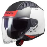 CASCO JET LS2 -OF600 COPTER II URBANE M.WHITE RED-ECE 22.06. BLANCO NEGRO ROJO