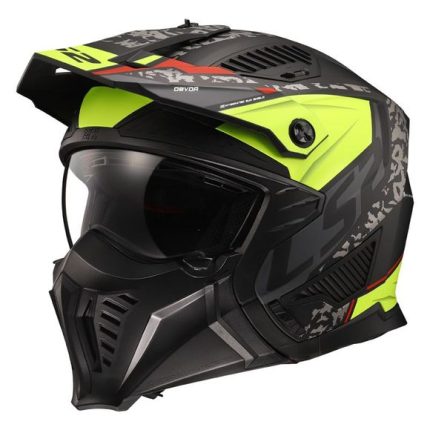 CASCO JET TIPO TRIAL LS2 - OF606 DRIFTER DEVOR M.BLACK H-V YELLOW-ECE 22.06 NEGRO MATE H-V AMARILLO FLUOR