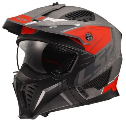 CASCO JET TIPO TRIAL LS2 -OF606 DRIFTER DEVOR M.SILVER TITANIUM RED-ECE 22.06 PLATA MATE ROJO TITANIO