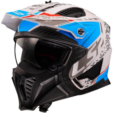 CASCO JET TIPO TRIAL LS2 -OF606 DRIFTER DEVOR M.WHITE-ECE 22.06 BLUE BLANCO AZUL
