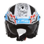 CASCO JET TIPO TRIAL LS2 -OF606 DRIFTER DEVOR M.WHITE-ECE 22.06 BLUE BLANCO AZUL - Imagen 4