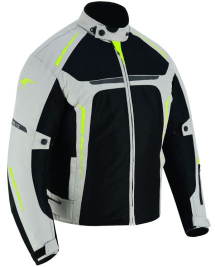 CHAQUETA DE CORDURA PARA VERANO PERFORADA CE/PROTECCIONES CON FORRO DESMONTABLE VULCANO PLATA FLUOR