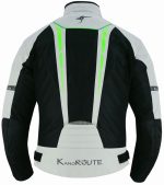 TRAJE DE MOTO  DOS PIEZAS, CHAQUETA Y PANTALÓN PERFORADO DE VERANO UNISEX, PROTECCIONES CE VULCANO Y HEFESTO PLATA FLUOR - Imagen 3