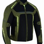 CHAQUETA DE CORDURA PARA VERANO PERFORADA CE/PROTECCIONES CON FORRO DESMONTABLE  VULCANO VERDE MILITAR FLUOR