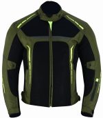 CHAQUETA DE CORDURA PARA VERANO PERFORADA CE/PROTECCIONES CON FORRO DESMONTABLE  VULCANO VERDE MILITAR FLUOR - Imagen 2