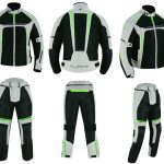 TRAJE DE MOTO  DOS PIEZAS, CHAQUETA Y PANTALÓN PERFORADO DE VERANO UNISEX, PROTECCIONES CE VULCANO Y HEFESTO PLATA FLUOR