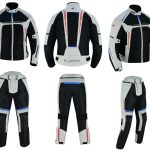 TRAJE DE MOTO  DOS PIEZAS, CHAQUETA Y PANTALÓN PERFORADO DE VERANO UNISEX, PROTECCIONES CE VULCANO Y HEFESTO PLATA ROJO AZUL