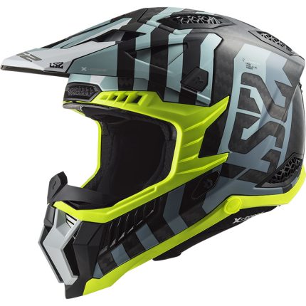 CASCO DE MOTO CROSS LS2 -MX703 C X-FORCE BARRIER SKY BLUE-ECE 22.06 FIBRA DE CARBONO NEGRO CIELO AZUL