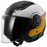 CASCO JET LS2-OF616 AIRFLOW II COVER WHITE BROWN-ECE 22.06. CUBIERTA BLANCO MARRÓN