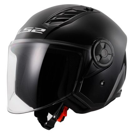 CASCO JET LS2-OF616 AIRFLOW II SOLID BLACK-ECE 22.06. NEGRO BRILLANTE