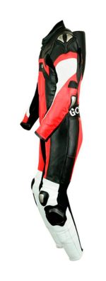 MONO DE CUERO PARA MOTORISTAS UNA PIEZA, CON PROTECTORES DE TITANIO 2140 NEGRO ROJO BLANCO - Imagen 3