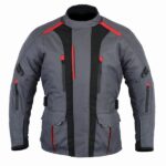 CHAQUETA DE MOTO ZEUS GRIS  EN CORDURA 3/4 UNISEX, IMPERMEABLE 100%