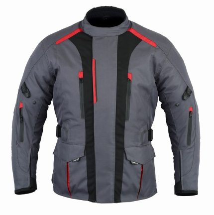 CHAQUETA DE MOTO ZEUS GRIS  EN CORDURA 3/4 UNISEX, IMPERMEABLE 100%