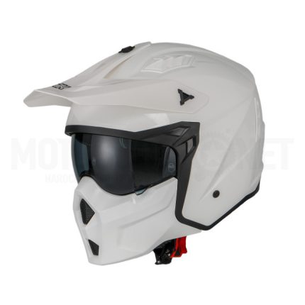 CASCO JET TIPO TRIAL UNIK PLUTON MASK DV CON GAFA DE SOLAR Y MASCARA BLANCO ECE 22.06