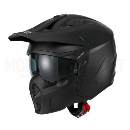 CASCO JET TIPO TRIAL UNIK PLUTON MASK DV CON GAFA DE SOLAR Y MASCARA NEGRO MATE ECE 22.06