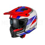 CASCO JET TIPO TRIAL UNIK PLUTON MASK DV CON GAFA DE SOLAR Y MASCARA BLUE BLANCO AZUL ECE 22.06