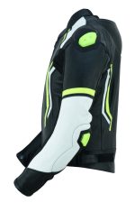 CHAQUETA DE CUERO CON PROTECTORES TPR TITANIO Y JOROBA  JF17 C NEGRA BLANCA AMARILLO FLUOR - Imagen 4