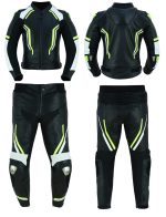 MONO DE CUERO DE DOS PIEZAS CON PROTECCIONES TPR Y TITANIO JF17C/JF17P NEGRO BLANCO AMARILLO FLUOR