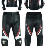 MONO DE CUERO DE DOS PIEZAS CON PROTECCIONES TPR Y TITANIO JF17C/JF17P ROJO NEGRO BLANCO