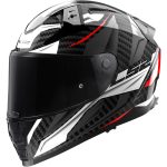 CASCO INTEGRAL CARBON LS2- FF811 VECTOR II C SAVAGE WHITE RED GREY/ BLANCO ROJO GRIS ECE 22.06