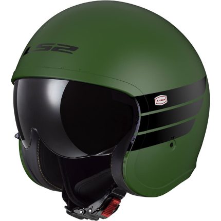 CASCO JET  LS2 -OF599 SPITFIRE II RETRO M.MILITARY GREEN-06/ MATE VERDE MILITAR