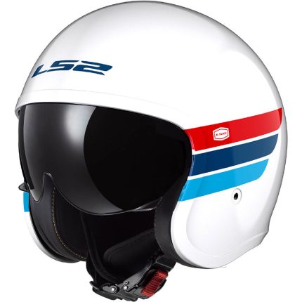 CASCO JET  LS2 -OF599 SPITFIRE II RETRO WHITE BLUE RED-06/ BLANCO AZUL ROJO-