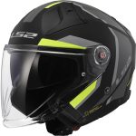 CASCO JET LS2 -OF603 INFINITY II FOCUS M.BLACK H-V YELL.-06/ NEGRO MATE H-V AMARILLO