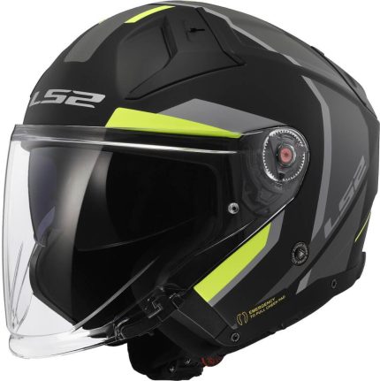 CASCO JET LS2 -OF603 INFINITY II FOCUS M.BLACK H-V YELL.-06/ NEGRO MATE H-V AMARILLO