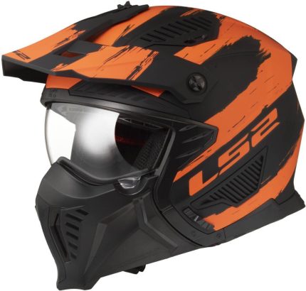 CASCO JET TIPO TRIAL LS2 -OF606 DRIFTER MUD MATT BLACK ORANGE-06/ NEGRO MATE NARANJA