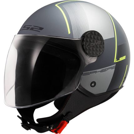 CASCO JET LS2 -OF558 SPHERE LUX II FIRM M.BLACK TITANIUM-06/ TITANIO NEGRO AMARILLO