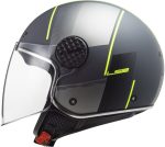 CASCO JET LS2 -OF558 SPHERE LUX II FIRM M.BLACK TITANIUM-06/ TITANIO NEGRO AMARILLO - Imagen 2