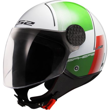 CASCO JET LS2 -OF558 SPHERE LUX II FIRM WHITE GREEN RED-06/ BLANCO VERDE ROJO
