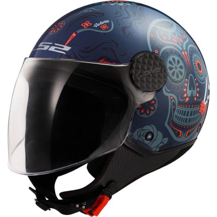 CASCO JET LS2 -OF558 SPHERE LUX II MAXCA COBALT ORANGE-06/ AZUL NARANJA COBALTO