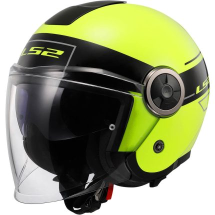 CASCO JET LS2 NUEVO- OF620 CLASSY CLASSIC BLACK H-V YELLOW-06/ NEGRO H-V AMARILLO