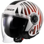 CASCO JET LS2 NUEVO OF620 CLASSY COOL WHITE WINEBERRY-06/ NEGRO BLANCO ROJO