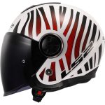CASCO JET LS2 NUEVO OF620 CLASSY COOL WHITE WINEBERRY-06/ NEGRO BLANCO ROJO - Imagen 2