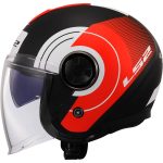 CASCO JET LS2 NUEVO- OF620 CLASSY DISKO MATT BLACK RED WHITE-06/ NEGRO MATE ROJO BLANCO - Imagen 2
